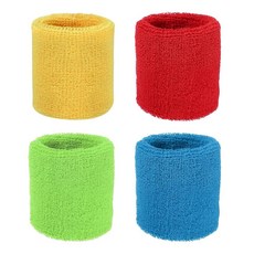 YELARXI 손목 밴드 스웨트밴드 스웨트 스포츠용 15.2 x 7.6cm(6 3인치) 및 4팩 핑크 핏 (테니스/농구/축구/달리기/운동/남성 여성용), 스칼렛/옐로우/라이트 그린/블루