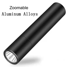 미니 휴대용 LED 손전등 USB 충전식 소형 포켓 라이트 배터리 내장 고정 초점 Zoomable 캠핑 검색 랜턴, 02 Aluminum Zoom
