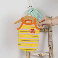 애니파니 여름 강아지 스트라이프 티셔츠, 1개, 스트라이프 옐로우