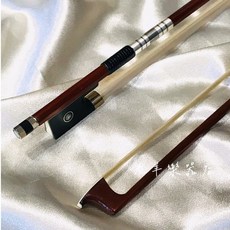 老羊樂器店 高級演奏級小提琴弓 綠檀木 烏木鑲彩貝 羊皮執手 銀絲包裹 4/4 全琴, 1個, 如照片, 無