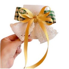 쿠파고 아이돌 응원봉 꾸미기 트위드 더블 리본, 옐로우, 1개