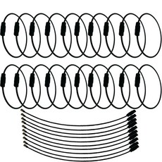 20팩 프리미엄 스틸 와이어 키링 - 홈 오피스 또는 실외 사용을 위한 튼튼하고 내구성이 뛰어나며 다용도 키체인 액세서리(블랙)