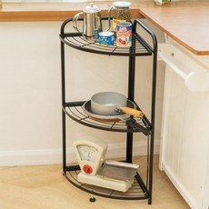주방 베란다 공간활용 접이식 철제코너선반 정리대 진열대 팬트리, 블랙 4단