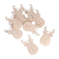 Art Hobby Craft 聖誕節裝飾木片 麋鹿造型 DIY彩繪木片 一包十入, 聖誕麋鹿頭, 1個