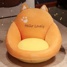 甜蜜cosmetics 兒童小沙發 男孩女孩閱讀區卡通懶人座椅 寶寶房間臥室單人沙發, 小號·棕色貓貓·DC 45*30cm, 1個
