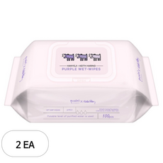 키스해링 한예지 퍼플 물티슈 캡형, 38g, 100매, 2개