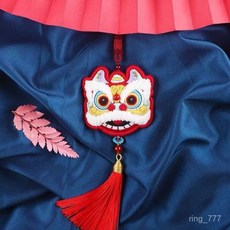 平安福手工刺繡DIY材料包 醒獅平安福香囊 古風車掛 送男友 中式自繡材料包, 1個, /精美/【手作】,有繡繃