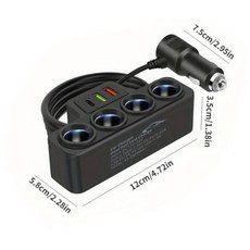 12V24V 차량 시거잭 어댑터 4포트 3.1A USB 충전기 120W QC3.0 PD 고, Black1