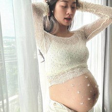 셀프 만삭 촬영 임산부 주수 사진 의상 크롭 임부복 옷 스튜디오 블라우스