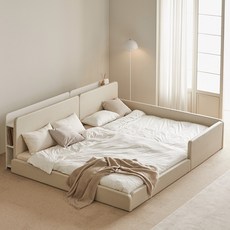 도담 마루 저상형 패밀리침대 슬림형/LED형/수납형 가족침대 데이베드 침대프레임, 베이지, 슬림형_밸런스타입