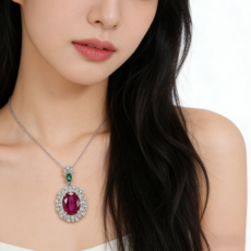 배양 루비 8캐럿 실버 컬러 솔리 베이직 펜던트 정품 보증