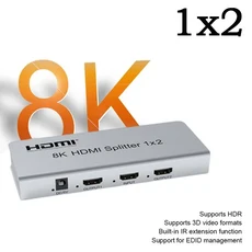 8K HDMI 분배기 1x10 4K 120Hz 2.1 1 In 10 Out 오디오 비디오 HDR 3D for PS5 PS4 카메라 PC-TV 모니터, 01 8k 1x2, 04 AU Plug