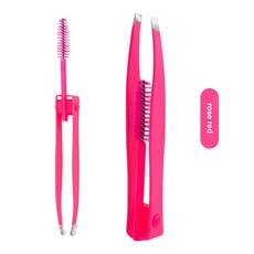 핀셋2in 1 눈썹 족집게 및 브러시 전문 미세 머리카락 풀러 메이크업 도구 선택된 강철 뷰티 클립 제거, 01 Rose red, 1개