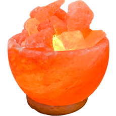 聚寶盆 玫瑰鹽晶燈 2-3kg 含電線燈泡 - 招財風水擺飾 鹽燈, 橘色