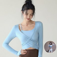 Niftynest 여성 셔츠 요가복 여성 요가 긴팔 셔츠 필라테스 슬림 긴팔 통기 티셔츠 트레이닝 상의 쇼트 헬스복