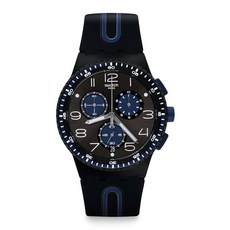 Swatch Chrono 42 유니 시계 드레스 스테인리스 스틸 블랙 자동 방수 Kaicco