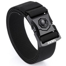 全閤金休閒彈力帆布戰術腰帶男軍迷用作訓戶外工裝布褲帶保安皮帶, 黑色-(彈力), 1個