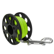 15M 20M 30M 스쿠버 다이빙 알루미늄 합금 스풀 핑거 릴 스테인레스 스틸 더블 엔드 후크 SMB 장비 동굴 다이브, 6.Green Flat Line 30M