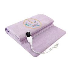 12味草本艾草熱敷墊 家用加長型電熱毯 智能控溫可拆洗 紫色花開富貴款, 花開富貴-紫色【無枕頭】