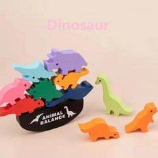 나무 동물 균형 블록 보드 게임 공룡 교육 스태킹 높은 빌딩, 색상: 4. NB180C3-Dinosaur, 1개