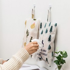 PS樂【J507】新款創意掛式棉麻紙巾抽，棉麻材質，掛式設計，節省空間，抽取順暢, 1個, 款式隨機