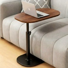 지애랑 높이조절 쇼파 사이드 테이블 회전 보조테이블, 월넛+블랙프레임