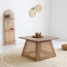 마켓비 ASPEN 원목 커피 테이블 라탄 보조 커피 티 소파 쇼파 테이블, 상세페이지 참조