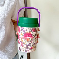 復古316不鏽鋼燜燒杯便攜手提保溫飯盒上班族女創意個性餐盒悶燒罐食物罐316悶燒罐保溫罐, 薔薇520ml, 1個