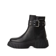 칼라거펠트진 버클 클로저 웨지 부츠