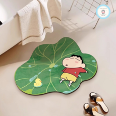 헤라혜란 짱구 발매트 방수 미끄럼방지 주방 욕실 화장실 규조토 매트 60x40cm, 짱구 노란 오리 연잎  발매트