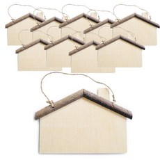 키득키득 통나무 지붕 굴뚝 집 모양 나무 액자 DIY 공예 장식 소품, 10개, 단일