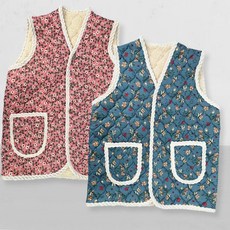 꽃무늬누빔조끼 색상랜덤 겨울누빔조끼 겨울실내조끼