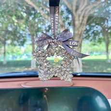 SULN 新款汽車掛件 高級感創意車內後視鏡掛飾 水晶五角星裝飾 車載吊飾, 五角星圓珠掛件灰色, 1個