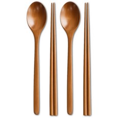 스마트에어 나무 옻칠 수저, 수저(2세트), 2개