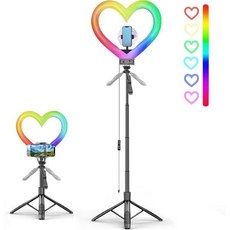 하트 링 라이트 12인치 RGB LED 스탠드 모양 셀카 라이브 스트림메이크업을 위한 휴대폰 홀더 포함. 모든 휴대폰과 호환 가능, 12 inch