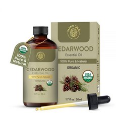 Carno Calm 유기농 시더우드 에센셜 오일 50ml: 모발용 100% 순수 & 천연 | 피부 디퓨저 비누 및 양초용 50.3ml (1.7액량 온스), Carno Calm 유기농 시더우드 에센셜 오일 50m