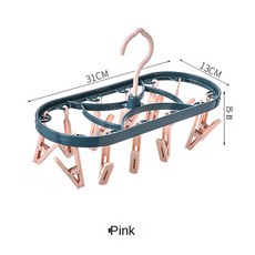 베란다 빨래건조대 천장 건조대 빨래 아파트 반자동 빨래봉 플라스틱 건조 랙 방풍 다기능 기숙사 가정용 속옷 양말 12 클립 2890, 2PCS_pink, pink, 5) 2PCS - pink