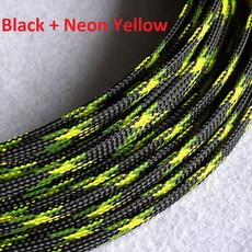 전자 와이어 4MM 브레이드 케이블 슬리빙 자동 피복 해양 애완 동물, 03 Black Neon Yellow, 01 1 Meter, 1개