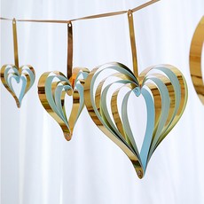 메탈 하트 모빌 4종 세트 블루골드 생일 축하 버스데이 파티 방 인테리어 꾸미기 소품 용품 천장, 단품