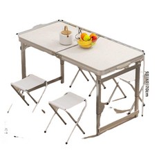 行動式折疊桌 夜市擺攤桌 白色120*60cm 加粗方管 附4布凳, 白色120*60cm免安裝 - 加粗方管4布凳