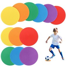 Ranjaner 10.2cm(4인치) 미끄럼 방지 스팟 마커 12개 체육관/체육 훈련용 민첩성 도트용 폴리 스팟 마커 고무 원형 스포츠 스피드 트레이닝을 위한 다양한 색상