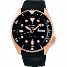 SEIKO 精工 5 Sports 系列潮流機械錶 SRPD76K1 玫瑰金色/黑膠帶