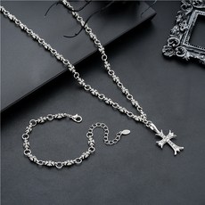 루크 고딕 크로스 팔찌 목걸이 십자가 체인 세트, (단품)팔찌