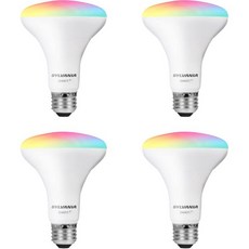 실바니아 와이파이 LED 스마트 전구 60W 동급 풀 컬러 및 튜닝 가능한 화이트 A19 디밍 가능 알렉사 구글 홈 전용 호환 - 4팩 75674, Full Color, 4 Count (Pack of 1), Wifi (BR30)