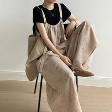 AOKADA 여성 여름 점프 수트 멜빵 바지 와이드 팬츠