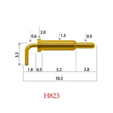 1조각 벤딩 안테나 상단 핀 포고 스프링 커넥터 도금 전류 골드 90도 테스트 프로브, 01 H823