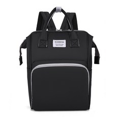 新款純色輕便耐用媽咪包帶娃外出雙肩包多功能大容量母嬰媽媽包女, 黑色-優質牛津布:1個