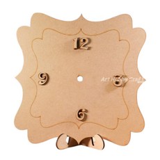 Art Hobby Craft木質時鐘底板套裝，DIY手作工藝品，居家裝飾擺件, 四方20cm弧邊(數字)鐘板, 1個