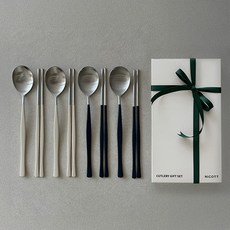 [국내생산] Satin 샤틴 컬러수저 4인 선물세트, 라이트그레이