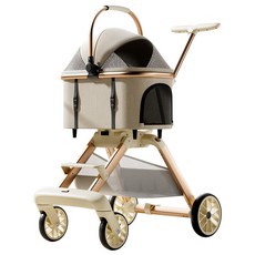 FONOW 강아지유모차 일체형 탈부착이 가능한 접이식 이동 편의성, AA-카키색의, 1개